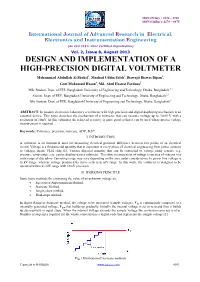 DESIGN and IMPLEMENTATION of a HIGH-PRECISION DIGITAL VOLTMETER Mohammad Abdullah Al Shohel1, Mashad Uddin Saleh2, Biswajit Biswas Dipan3, Gazi Mahamud Hasan4, Md