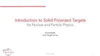 Introduction to Solid Polarized Targets for Nuclear and Particle Physics