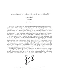 Longest Path in a Directed Acyclic Graph (DAG)