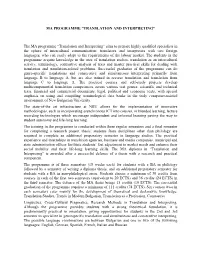 MA PROGRAMME “TRANSLATION and INTERPRETING” the MA