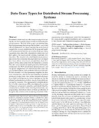Data-Trace Types for Distributed Stream Processing Systems