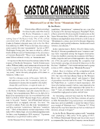 Mountain Man” by Jim Hardee Historical Use of This Terminology Translation, “Mountaineer” Continued in Use Even After