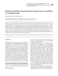 Respiratory Function As Measured by Peak Expiratory Flow Rate and PM10: Six Communities Study
