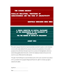 The Cyborg Subject Parallax Realities, Functions of Consciousness