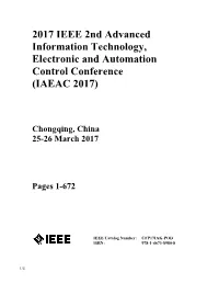 2017 IEEE 2Nd Advanced Information Technology, Electronic and Automation Control Conference (IAEAC 2017)