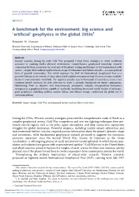 A Benchmark for the Environment: Big Science and ‘Artificial’ Geophysics in the Global 1950S†