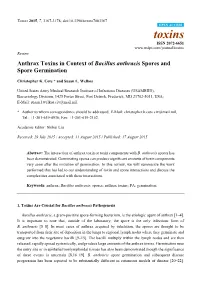 Anthrax Toxins in Context of Bacillus Anthracis Spores and Spore Germination