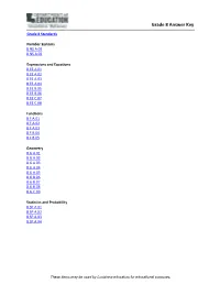 Grade 8 Answer Key