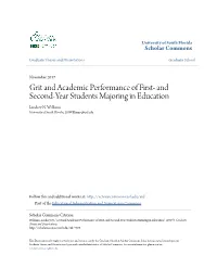 Grit and Academic Performance of First- and Second-Year Students Majoring in Education Lindsey N
