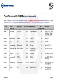 Project Reference List for RADOX Traction Wires and Cables