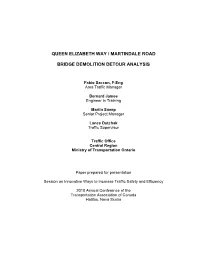 Queen Elizabeth Way / Martindale Road Bridge Demolition Detour Analysis