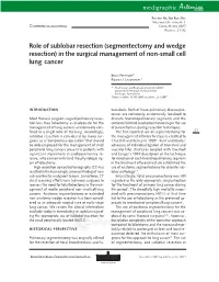 Segmentectomy and Wedge Resection) in the Surgical Management of Non-Small Cell Lung Cancer