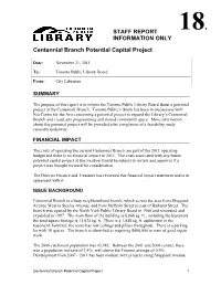 STAFF REPORT INFORMATION ONLY Centennial Branch Potential