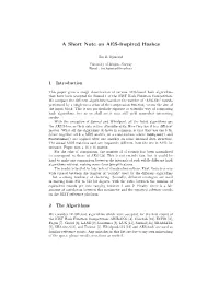 A Short Note on AES-Inspired Hashes