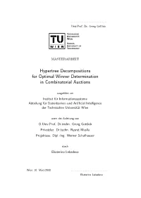 Hypertree Decompositions for Optimal Winner Determination in Combinatorial Auctions