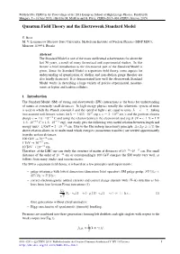 Quantum Field Theory and the Electroweak Standard Model