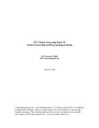 Station Ownership and Programming in Radio