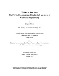 The Political Ascendance of the English Language in Computer Programming
