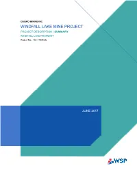 WINDFALL LAKE MINE PROJECT PROJECT DESCRIPTION | SUMMARY WINDFALL LAKE PROPERTY Project No.: 151-11330-26