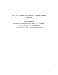 1 the Restructuring of Tense/Aspect Systems In