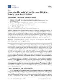 Integrating Hot and Cool Intelligences: Thinking Broadly About Broad Abilities