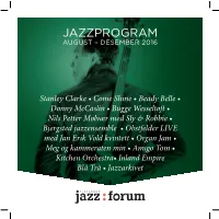 Jazzprogram August – Desember 2016