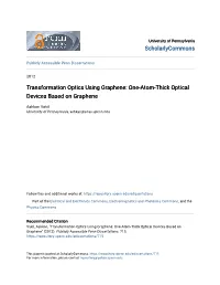 One-Atom-Thick Optical Devices Based on Graphene