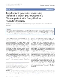Targeted Next-Generation Sequencing Identified a Known EMD Mutation In