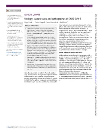 Virology, Transmission, and Pathogenesis of SARS-Cov-2