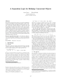 A Separation Logic for Refining Concurrent Objects