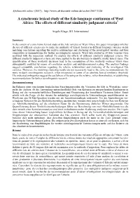 A Synchronic Lexical Study of the Ede Language Continuum of West Africa: the Effects of Different Similarity Judgment Criteria1