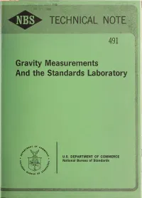 Gravity Measurements and the Standards Laboratory