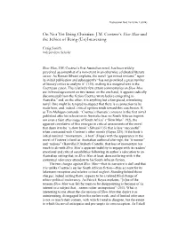 On Not Yet Being Christian: J.M. Coetzee's Slow Man and the Ethics of Being (Un)Interesting