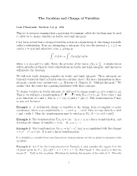 The Jacobian and Change of Variables