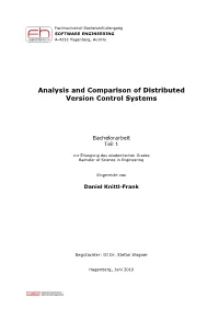 Analysis and Comparison of Distributed Version Control Systems