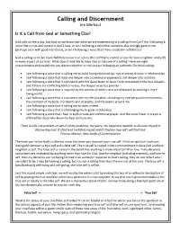 Calling and Discernment Jim Merhaut