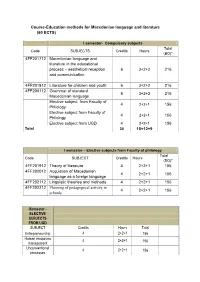 Course-Education Methods for Macedonian Language and Literature (60 ECTS)