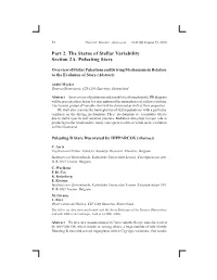 Part 2. the Status of Stellar Variability Section 2A. Pulsating Stars