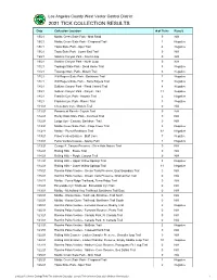 Tick Collection Data 2021 (Website Version)2021 1 Los Angeles County West Vector Control District 2021 TICK COLLECTION RESULTS