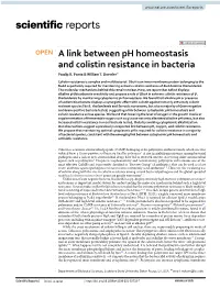 A Link Between Ph Homeostasis and Colistin Resistance in Bacteria Pradip R