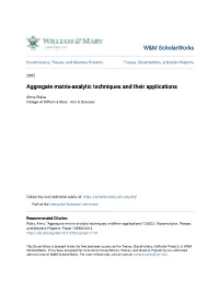 Aggregate Matrix-Analytic Techniques and Their Applications