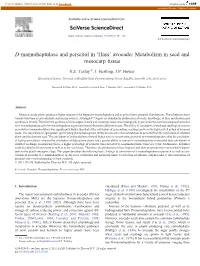 D-Mannoheptulose and Perseitol in 'Hass' Avocado: Metabolism in Seed and Mesocarp Tissue