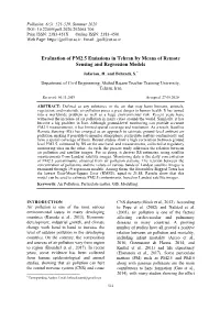 Evaluation of PM2.5 Emissions in Tehran by Means of Remote Sensing and Regression Models
