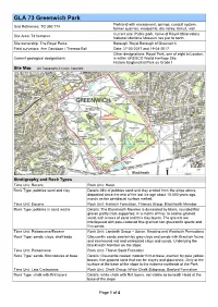 GLA 73 Greenwich Park Parkland with Escarpment, Springs, Conduit System, Grid Reference: TQ 390 774 Former Quarries, Viewpoints, Dry Valley, Tumuli, Well