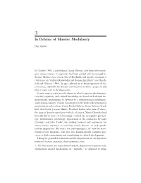 In Defense of Massive Modularity