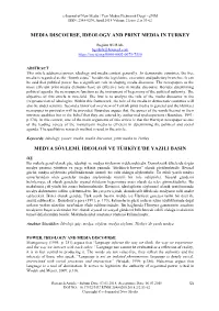 Media Discourse, Ideology and Print Media in Turkey