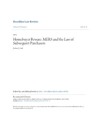 MERS and the Law of Subsequent Purchasers Joshua J