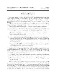 Notes for Lecture 1