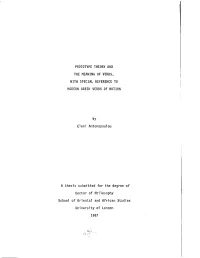 Prototype Theory and the Meaning of Verbs, With
