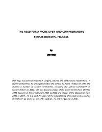The Need for a More Open and Comprehensive Senate Renewal Process